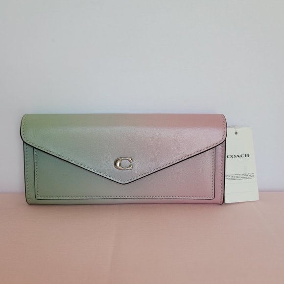 COACH Wyn Envelope Ombre Soft Smooth Leather Wallet- Pale Pistachio Multi - Picture 6 of 16